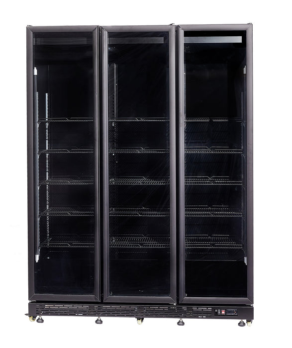 REFRIGERATOR 3 GLASS DOORS BLACK NAP-1200 HT - WITH DOOR HEATING