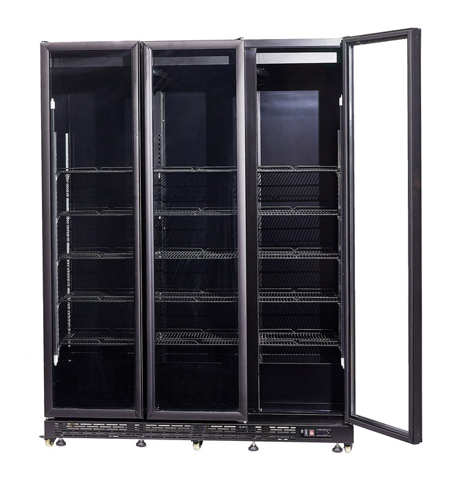 REFRIGERATOR 3 GLASS DOORS BLACK NAP-1200 *TRANSPORT ON REQUEST*