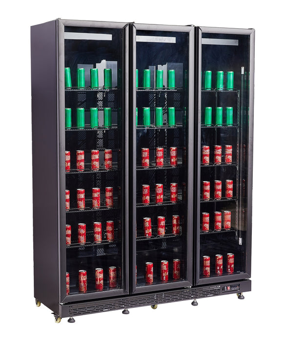 REFRIGERATOR 3 GLASS DOORS BLACK NAP-1200 *TRANSPORT ON REQUEST*