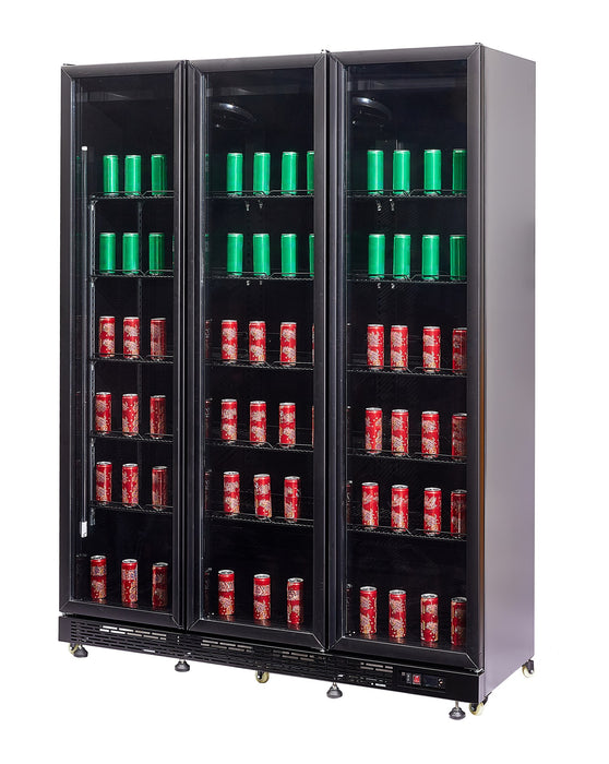 REFRIGERATOR 3 GLASS DOORS BLACK NAP-1200 *TRANSPORT ON REQUEST*