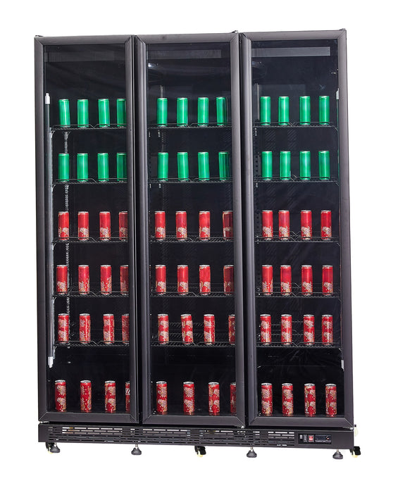 REFRIGERATOR 3 GLASS DOORS BLACK NAP-1200 *TRANSPORT ON REQUEST*