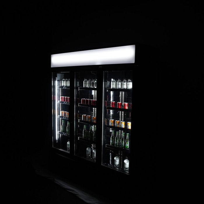 KOELKAST 3 GLASDEUREN ZWART FCU-1200 BL