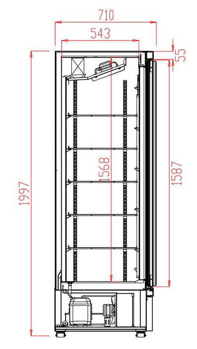 REFRIGERATOR 4 GLASS DOORS JDE-2025R *TRANSPORT ON REQUEST*