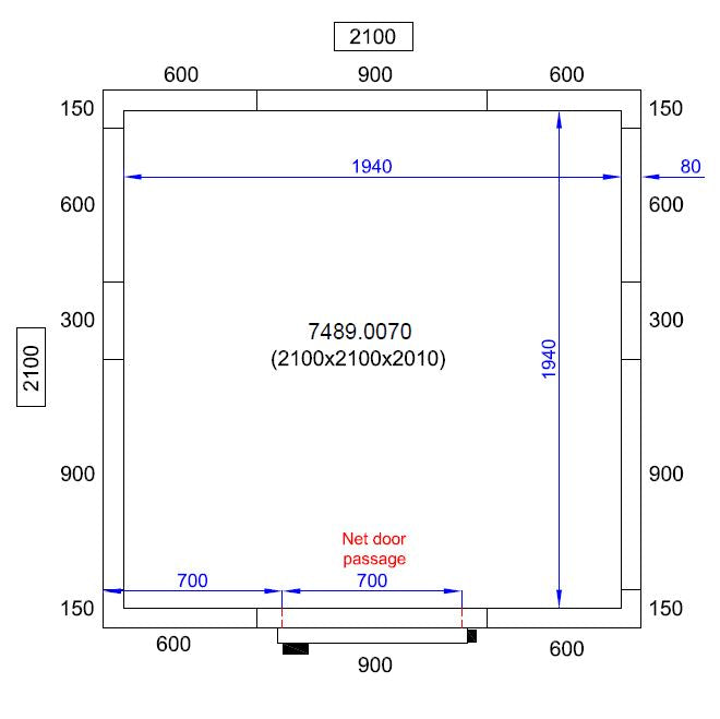 COOLING/FREEZING ROOM 2100X2100X2010 *TRANSPORT ON REQUEST*