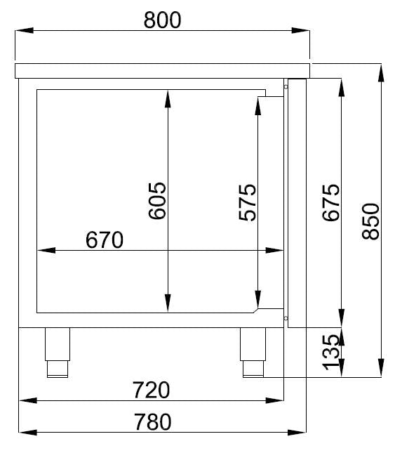 BAKERS COOLING WORKBENCH 2 DOORS