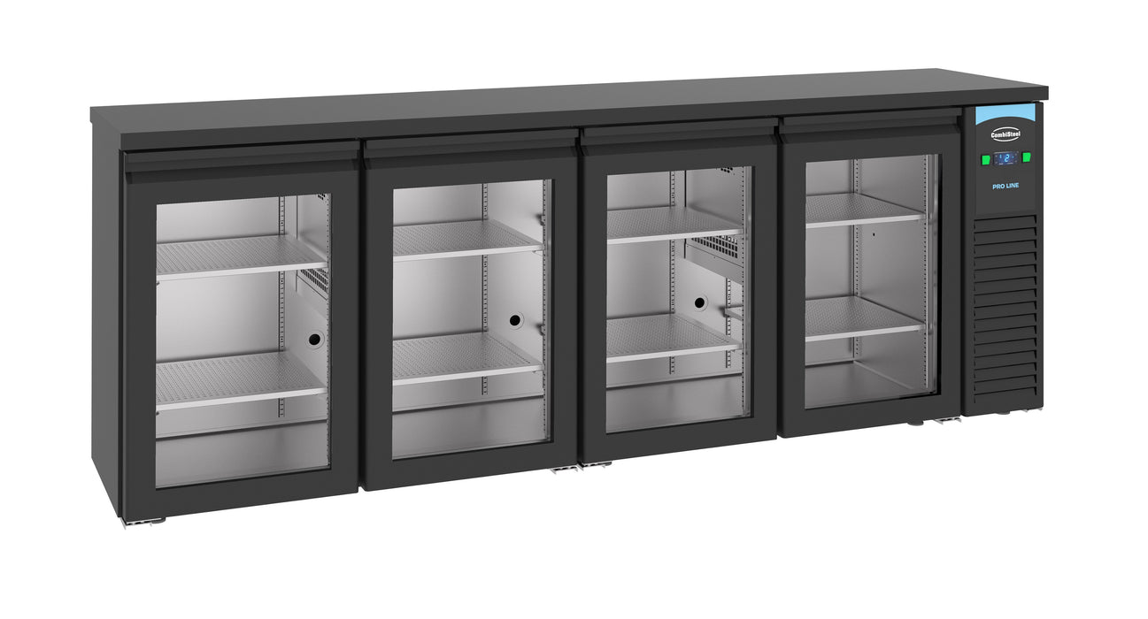 BAR COOLER BLACK 4 GLASS DOORS
