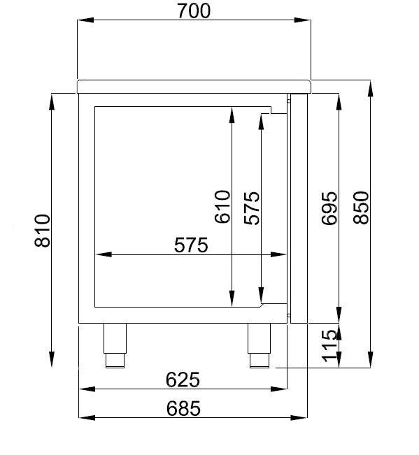 700 REFRIGERATED COUNTER 1 DOOR 2 DRAWERS ENERGY LINE