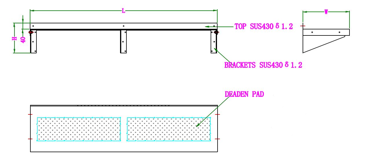 300 STAINLESS STEEL WALL SHELF 1800 INCL. BRACKETS