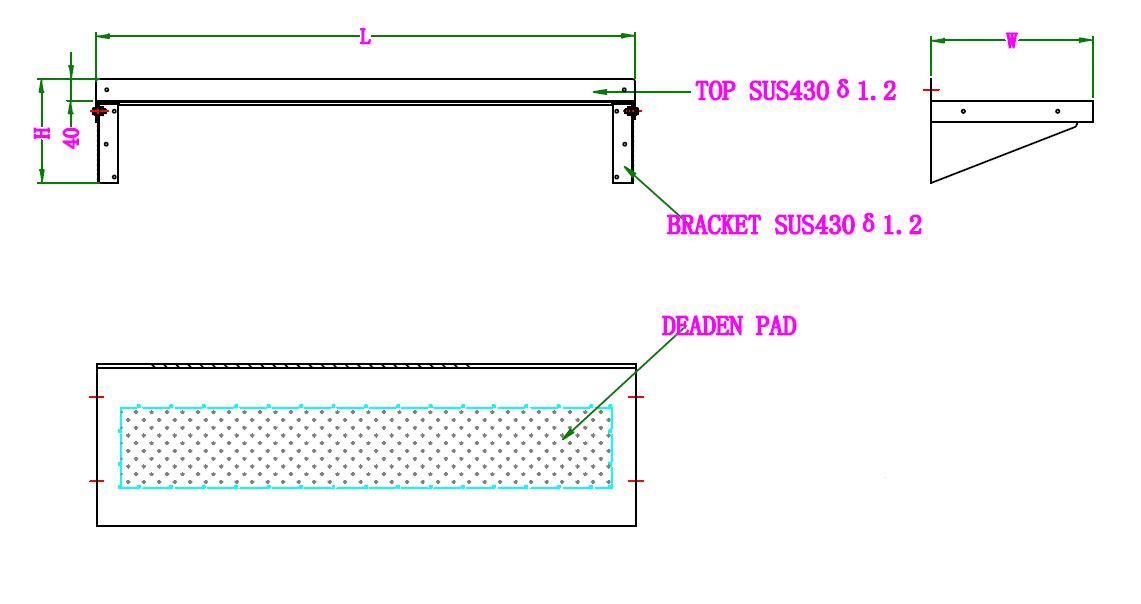 400 STAINLESS STEEL WALL SHELF 600 INCL. BRACKETS