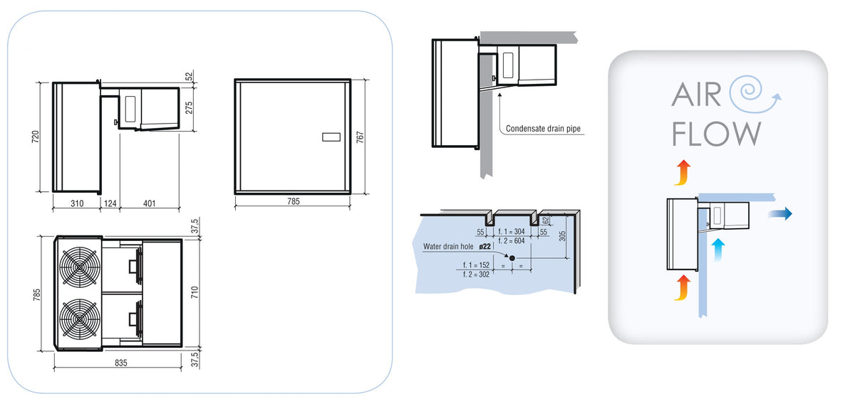 Wandunit inhang koel 14,5-22,5 m3 met winterregeling