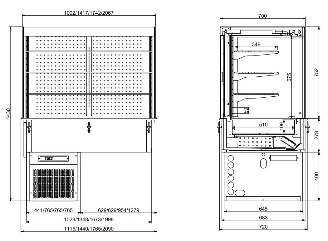 DROP-IN WANDMODEL KOELVITRINE RECHT - ROLL-UP 3/1