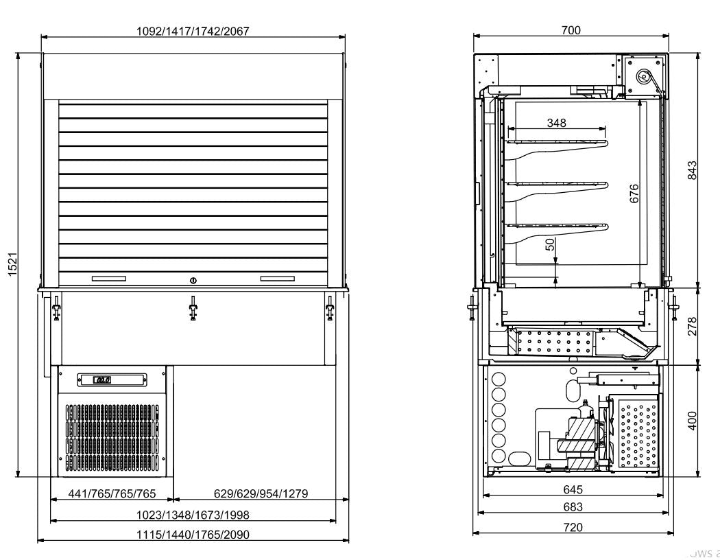 DROP-IN WANDMODEL KOELVITRINE RECHT - JALOEZIEËN 4/1