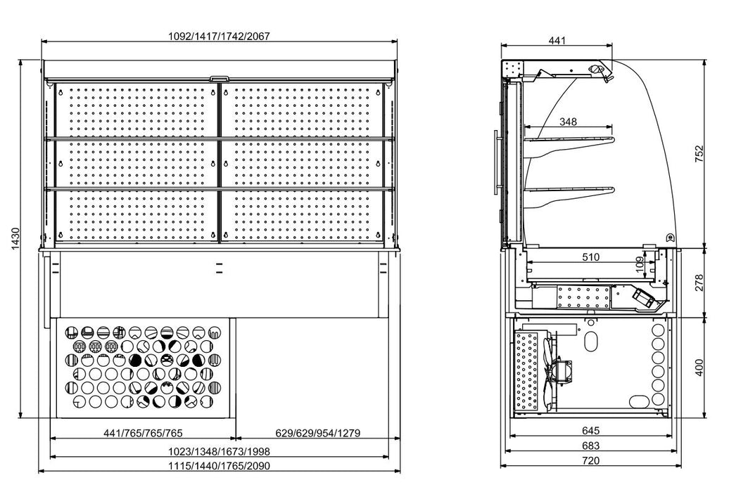 DROP-IN CURVED REFRIGERATED DISPLAY CASE - CLOSED 4/1