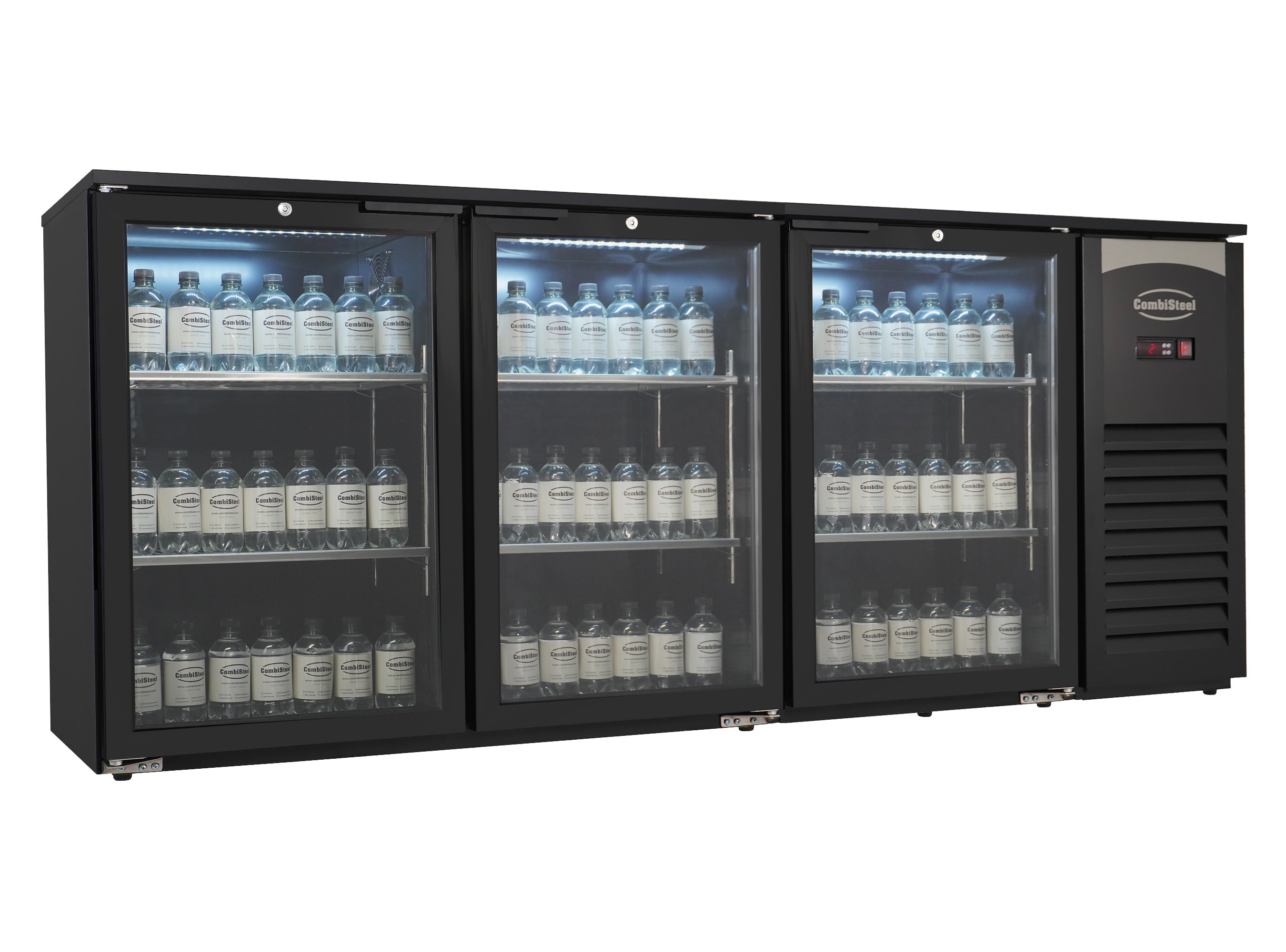 Barkoeler 3 glasdeuren zwart 470L LED