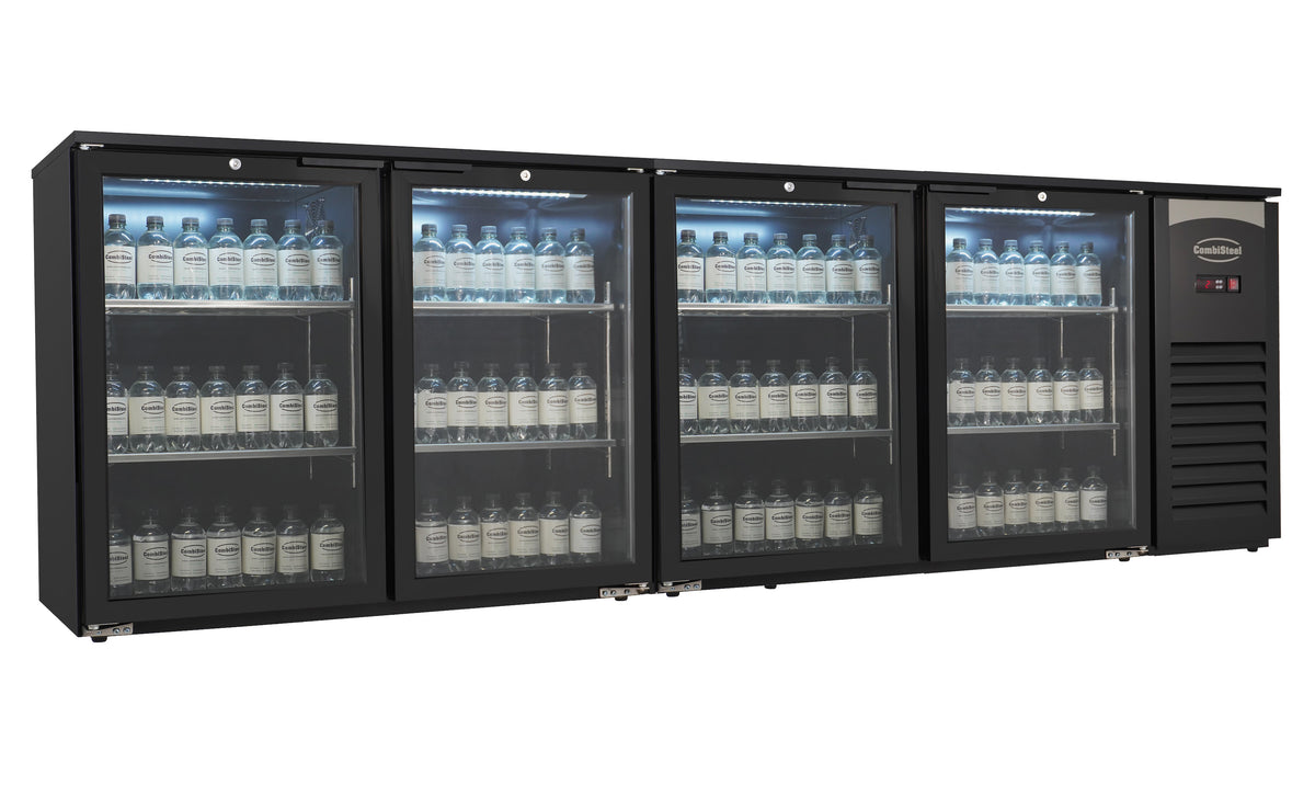 Barkoeler 4 glasdeuren zwart 636L LED