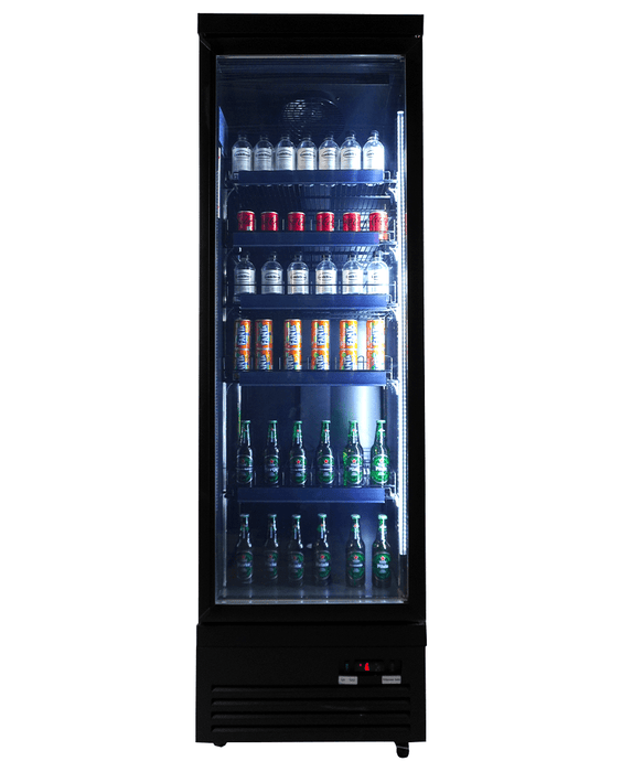 KOELKAST 1 GLASDEUR ZWART CEB-500R BL