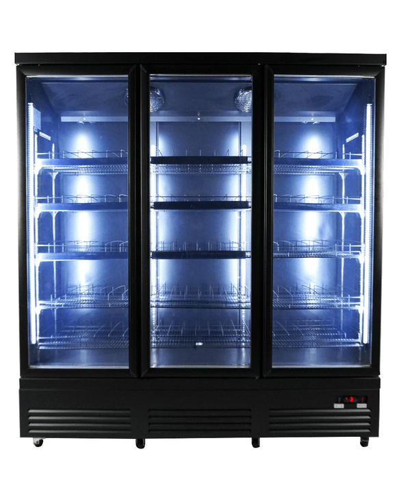REFRIGERATOR 3 GLASS DOORS BLACK CEB-1600R BL