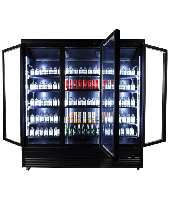 REFRIGERATOR 3 GLASS DOORS BLACK CEB-1600R BL