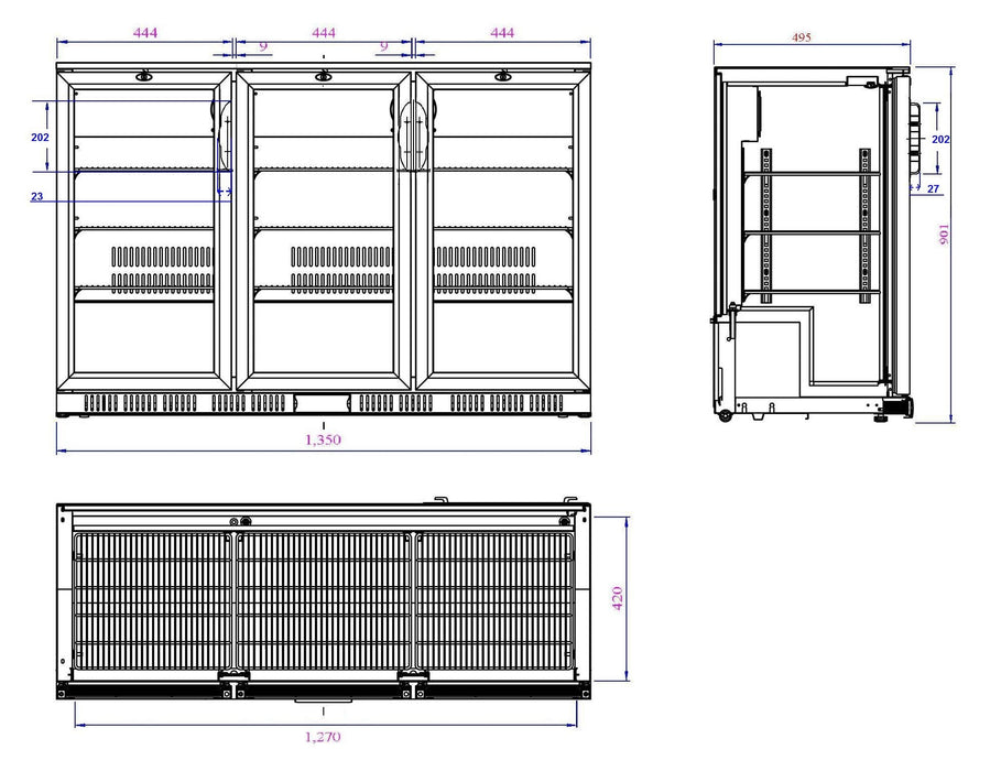 BAR COOLER BLACK 3 DOORS