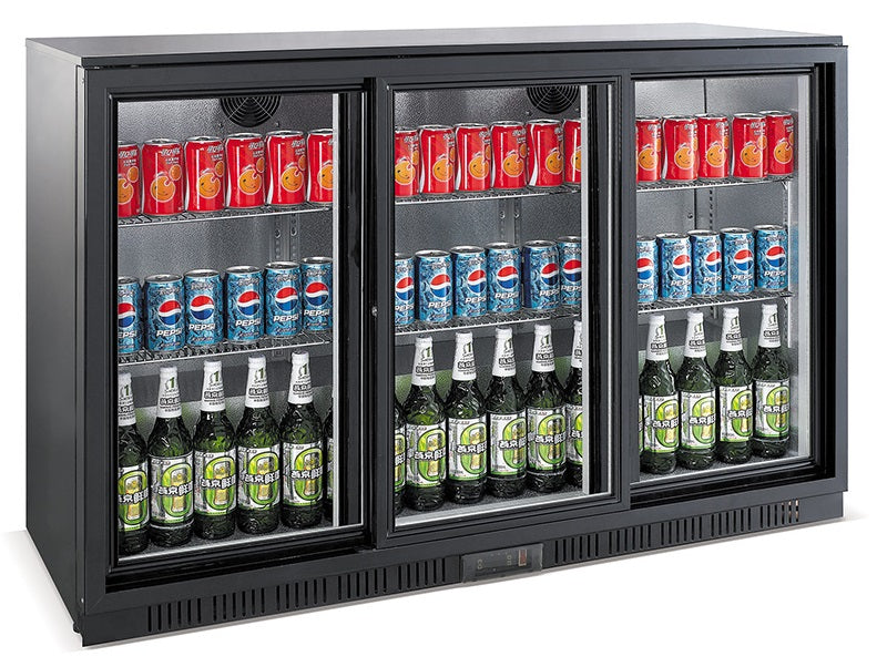 BAR COOLER BLACK 3 SLIDING DOORS