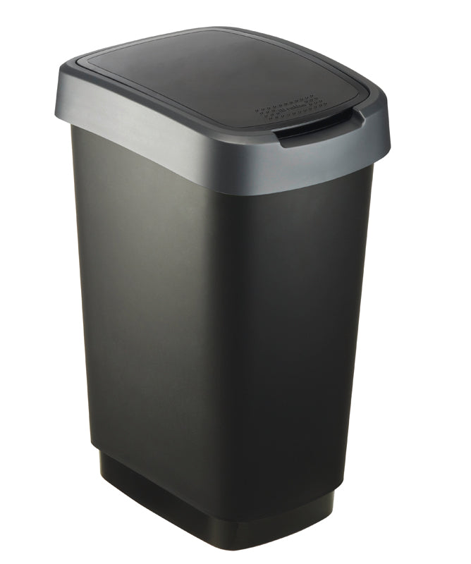 Rotho Twist afvalbak 25 liter zwart/zilver