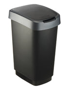 Rotho Twist afvalbak 25 liter zwart/zilver