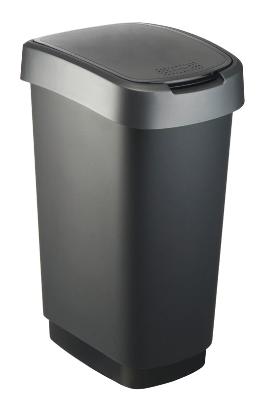 Rotho Twist afvalbak 50 liter zwart/zilver