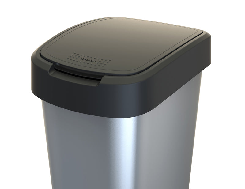 Rotho Twist afvalbak 50 liter zilver/zwart