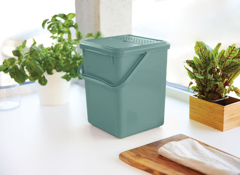 Rotho Bio afvalemmer met koolfilter 9 liter Mistletoe Groen