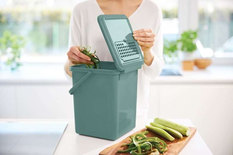 Rotho Bio afvalemmer met koolfilter 9 liter Mistletoe Groen