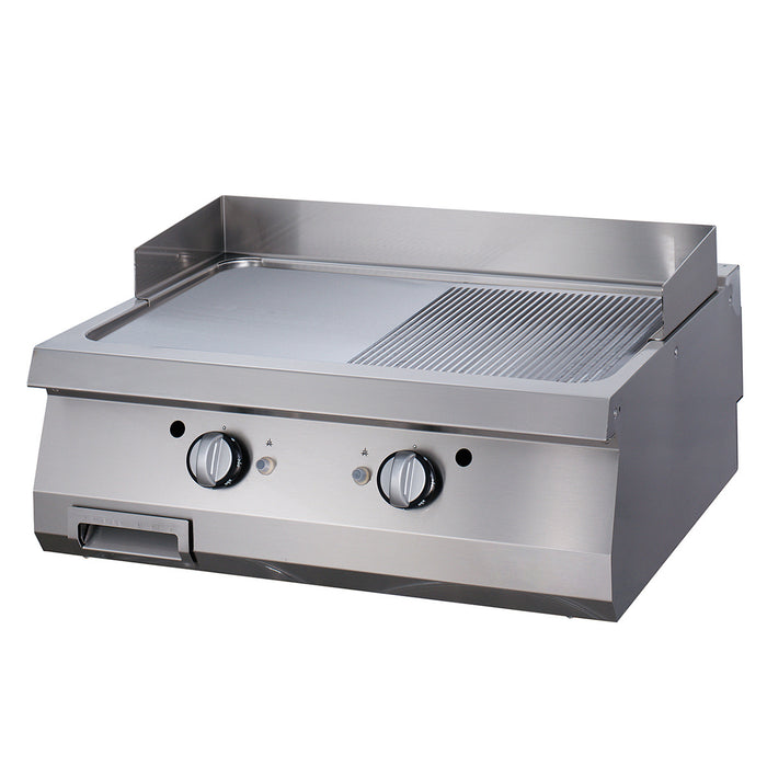 Premium Grillplaat - Half Gegroefd Chroom - Dubbel - 90 cm Diep - Gas
