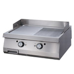 Premium Grillplaat - Half Gegroefd Chroom - Dubbel - 90 cm Diep - Elektrisch