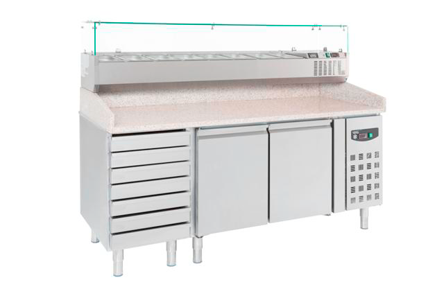 PIZZA WORKBENCH 2 DRS 7 DRAWERS