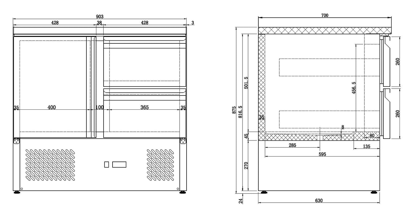 REFRIGERATION WORKBENCH 1 DOOR/2 DRAWERS
