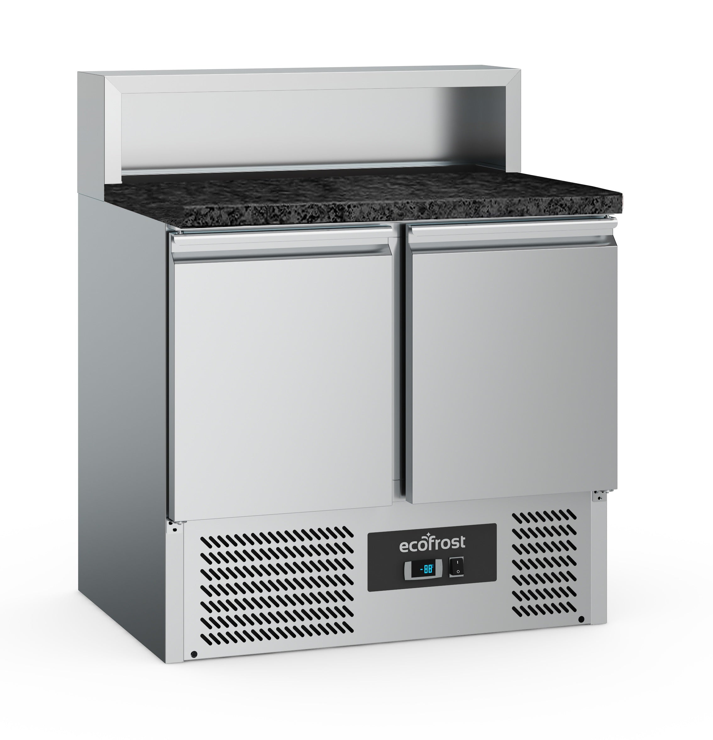 Pizzawerkbank 2 deuren 5x1/6GN pan zwart graniet werkblad