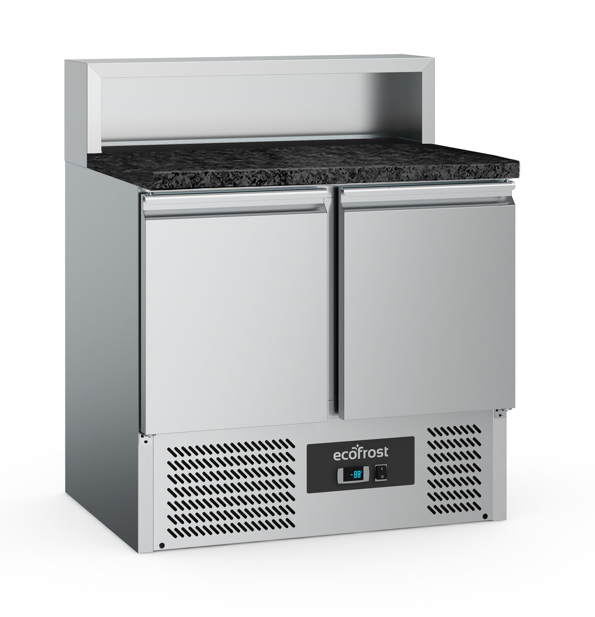 Pizzawerkbank 2 deuren 5x1/6GN pan zwart graniet werkblad