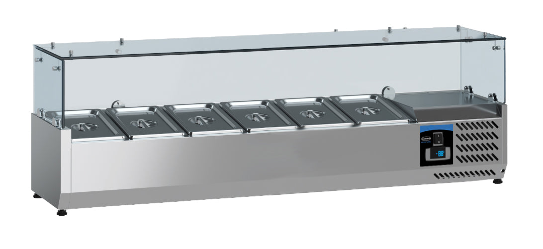 Gekoelde opzetvitrine 1/4 GN x 6 - 140 cm
