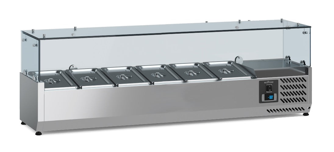 Gekoelde opzetvitrine 1/3 GN x 6 - 140 cm