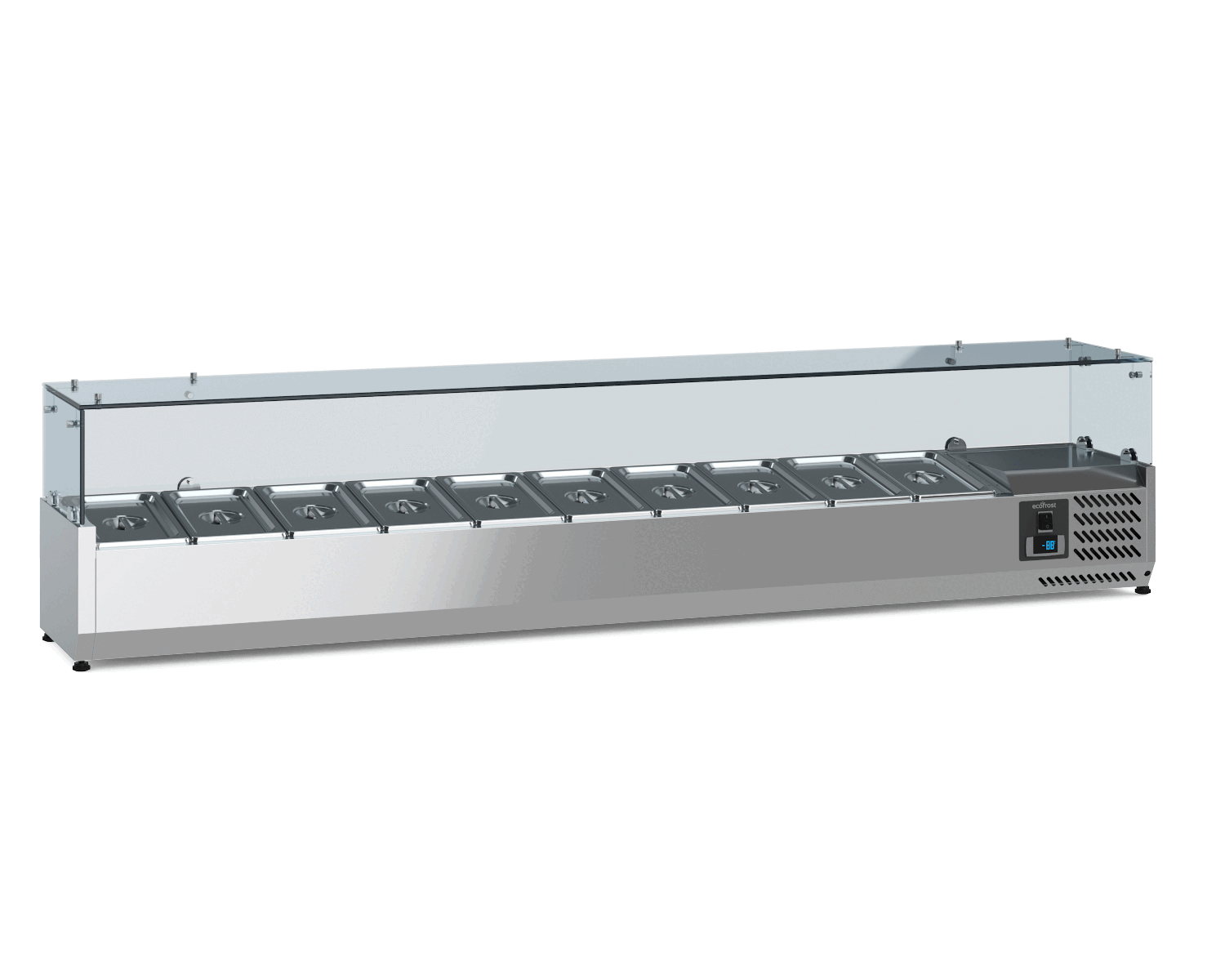 Gekoelde opzetvitrine 1/4 GN x 10 - 200 cm