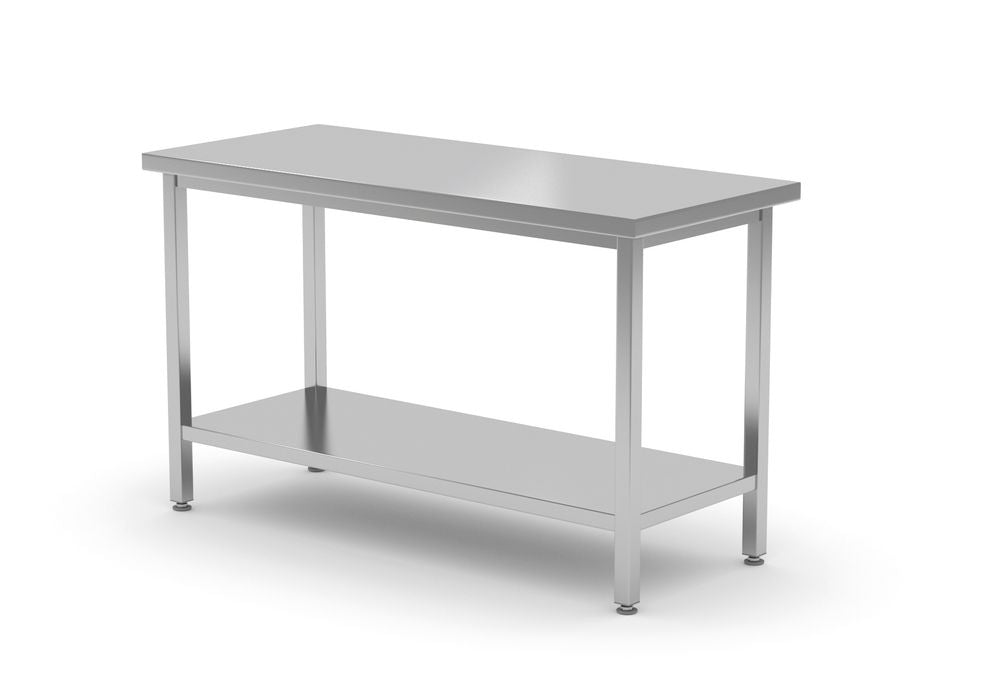 Centrale werktafel zware uitvoering met plank, 700 mm diep