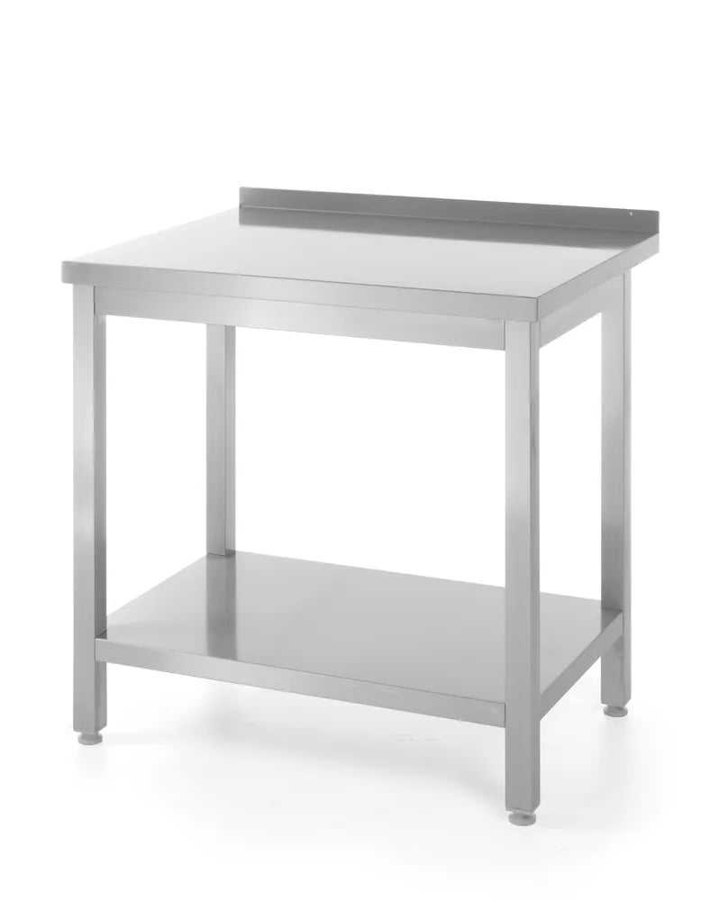 Muurwerktafel met opstaande rand en schap - 600 mm diep