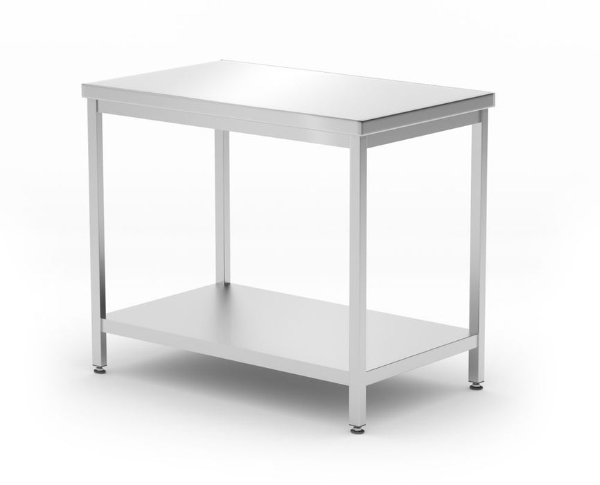 Heavy duty work table with shelf, 600 mm deep