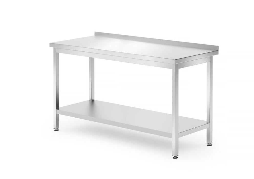 Wall work table with shelf – screwed, depth: 700 mm.