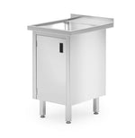 Enkele spoeltafel met kast - gelast, diepte: 600 mm.