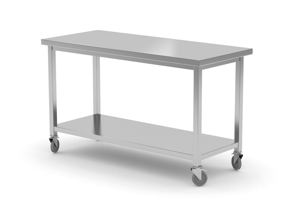 Werktafel met plank - geschroefd, diepte: 600 mm.