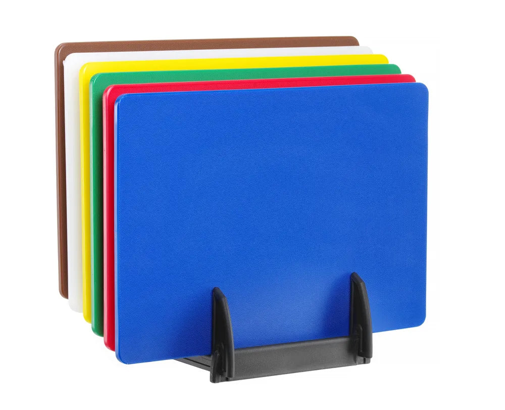 Set van 6 HACCP snijplanken met rek