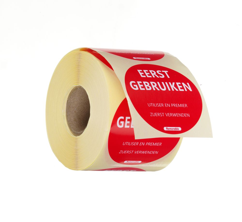Voedselveiligheidsstickers, multifunctioneel, eenvoudig verwijderbaar, “EERST GEBRUIKEN”