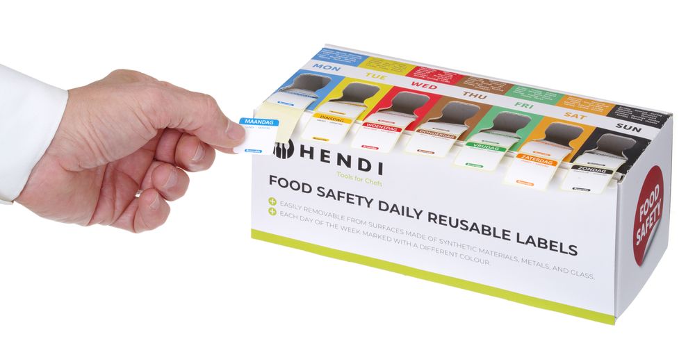 Set voedselveiligheidsstickers, multifunctioneel, eenvoudig verwijderbaar, met een dispenser