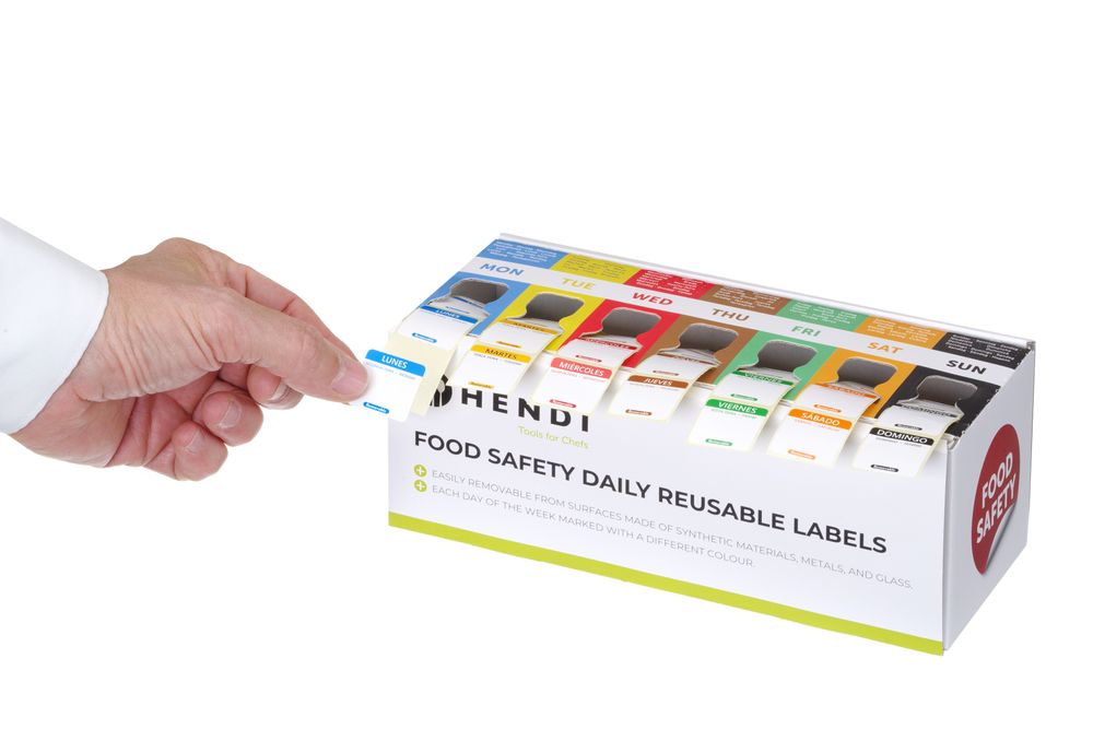 Set voedselveiligheidsstickers, multifunctioneel, eenvoudig verwijderbaar, met een dispenser