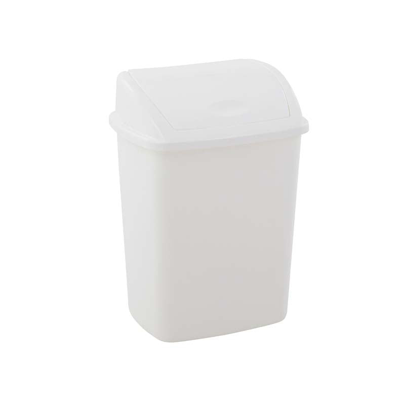 Afvalbak met swingdeksel 15 liter wit, per 24 stuks